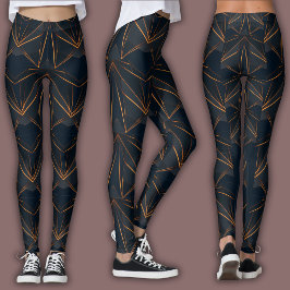 Abstract cyberpatroon | Neon koperen gloed Leggings