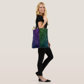 Abstract cyberpatroon | Paarse en smaragdgroene gr Tote Bag (Op model)