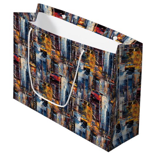 Abstract cyberpunk stadslandschap skyline (1) groot cadeauzakje (Voorkant Gekanteld)