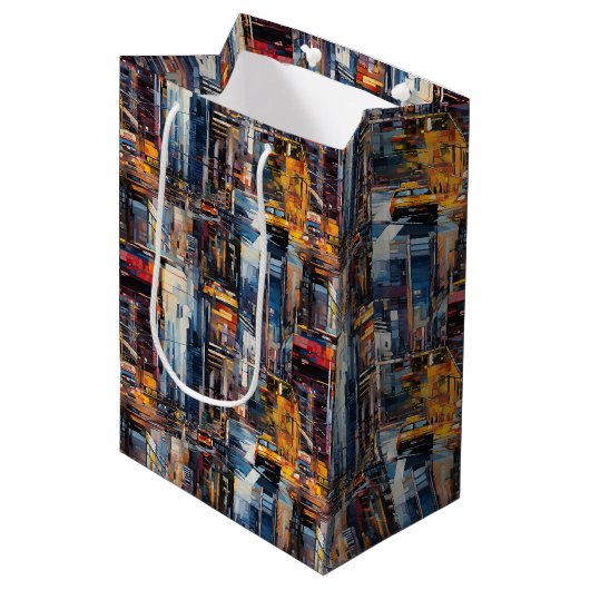 Abstract cyberpunk stadslandschap skyline (1) medium cadeauzakje (Voorkant Gekanteld)