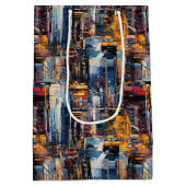 Abstract cyberpunk stadslandschap skyline (1) medium cadeauzakje (Achterkant)