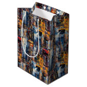 Abstract cyberpunk stadslandschap skyline (1) medium cadeauzakje (Achterkant Gekanteld)