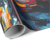 Abstract cyberpunk stadslandschap skyline (3) cadeaupapier (Rol Hoek)