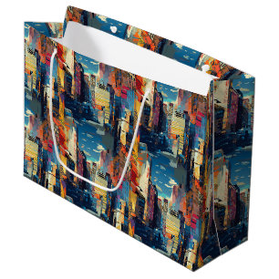 Abstract cyberpunk stadslandschap skyline (4) groot cadeauzakje