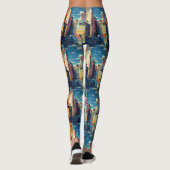 Abstract cyberpunk stadslandschap skyline (4) leggings (Achterkant)