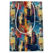 Abstract cyberpunk stadslandschap skyline (4) medium cadeauzakje (Voorkant)
