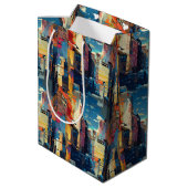 Abstract cyberpunk stadslandschap skyline (4) medium cadeauzakje (Achterkant Gekanteld)