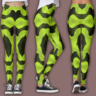 Abstract Cybertpatroon   Neon Limoen & Zwart Leggings