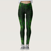 Abstract Cybertpatroon | Zwart & Lime Plasma Leggings (Voorkant)