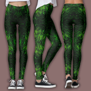 Abstract Cybertpatroon Zwart & Lime Plasma Leggings