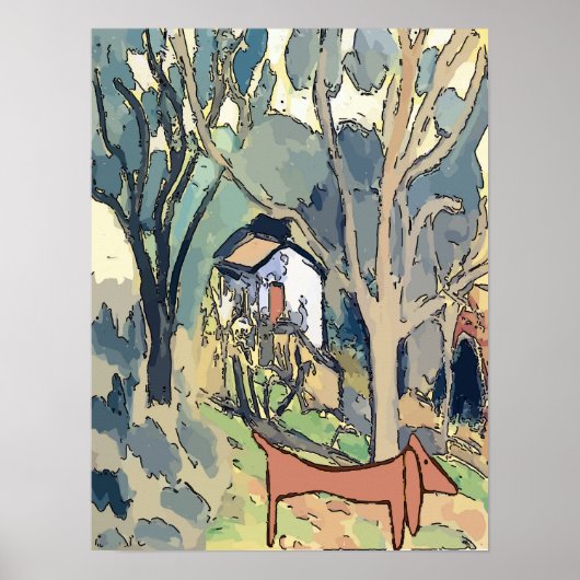 Abstract Dachshund in Bossen Poster (Voorkant)