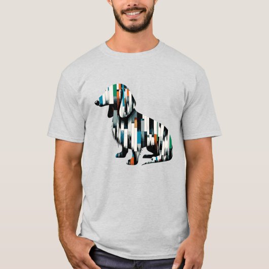 Abstract Dachshund Mozaïek - Geometric Art T-shirt (Voorkant)