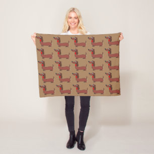 Abstract Dachshund, voeg tekst toe Fleece Deken