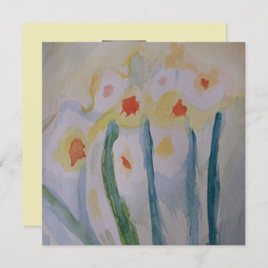 Abstract Daffodils Flat Wenskaart (Voorkant / Achterkant)