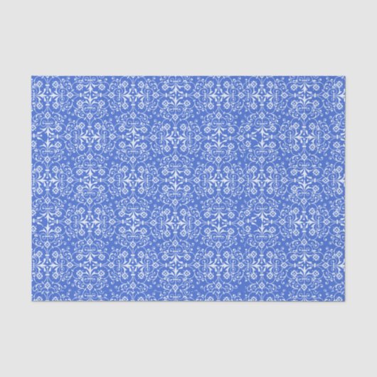 Abstract Damast Blauw Tissuepapier (Voorkant)