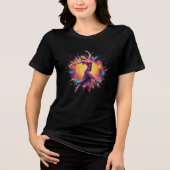 Abstract Dancer Neon Dress Dynamic Splatter Tri-Blend Shirt (Voorkant)