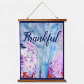 Abstract Dankbaar Gezegend Blauw Roze Wit Hangend Wandkleed (Voorkant)