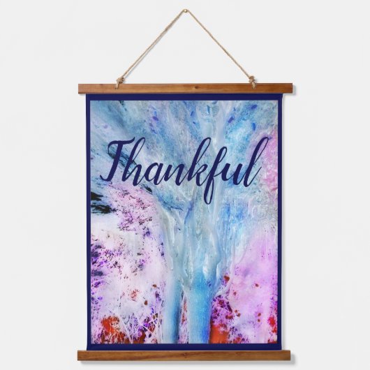 Abstract Dankbaar Gezegend Blauw Roze Wit Hangend Wandkleed (Voorkant)