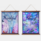 Abstract Dankbaar Gezegend Blauw Roze Wit Hangend Wandkleed (Dubbel)