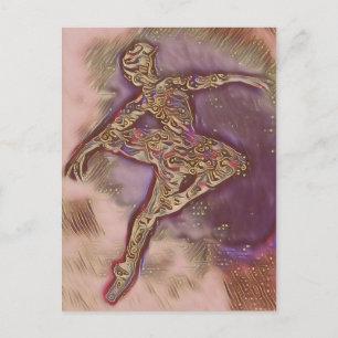 Abstract Dansende Roze en Gouden Ballerina Kaart