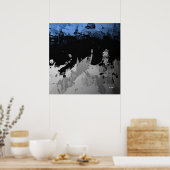 Abstract dark blue and grey poster (Keuken)