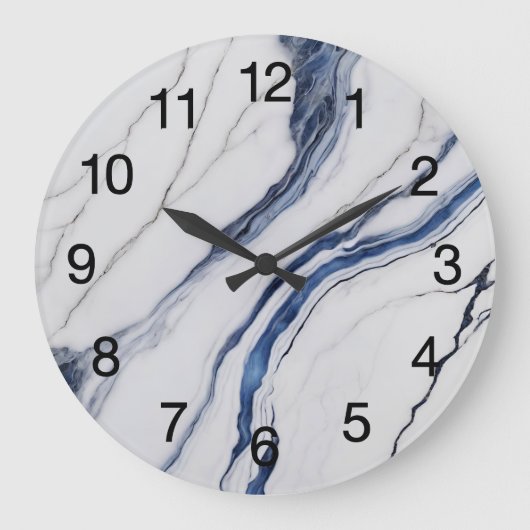 Abstract Dark Blue Green Mist Fractal Grote Klok (Voorkant)