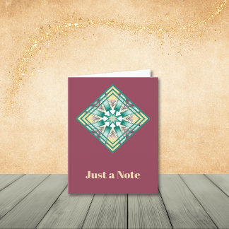 Abstract Deco, Blauwgroen, Mauve en Cream Notitiek Bedankkaart