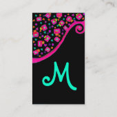 ABSTRACT DECO MONOGRAM Roze Fuchsia Zwart Blauw Visitekaartje (Achterkant)