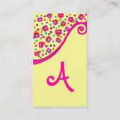 ABSTRACT DECO MONOGRAM Roze Fuchsia Zwart Geel Visitekaartje (Achterkant)