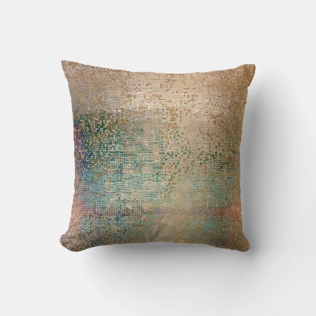 Abstract decor Gold Blauwgroen penseel metaal Kussen (Voorkant)