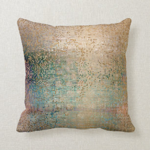 Abstract decor Gold Blauwgroen penseel metaal Kussen