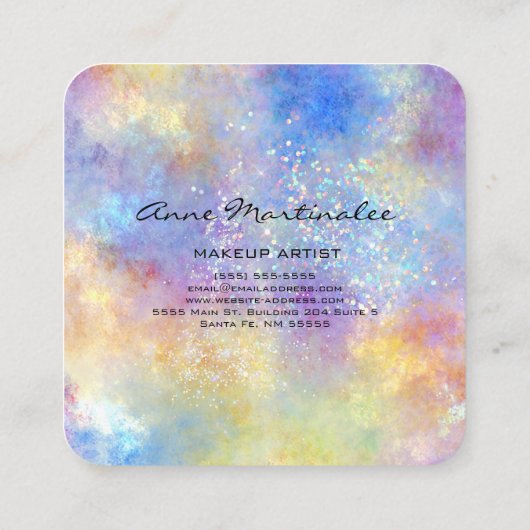 Abstract deegsel en glitter Sparkle Vierkante Visitekaartje (Achterkant)