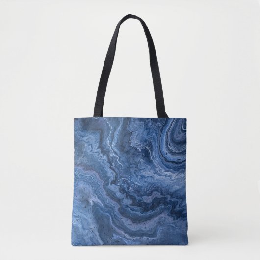 Abstract Deep Blue Marble Tote Bag (Voorkant)