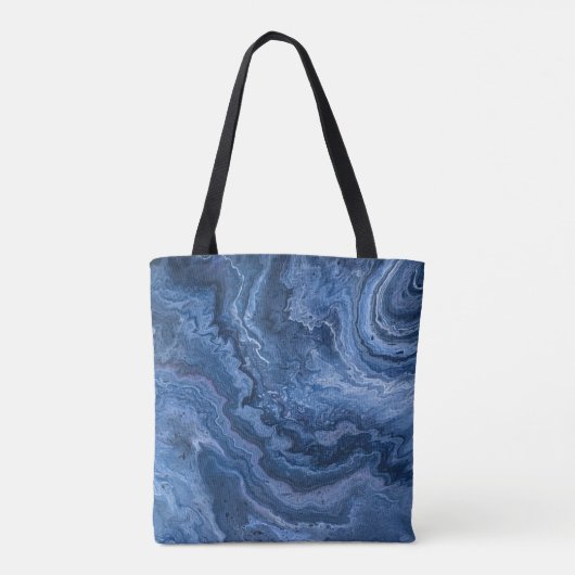 Abstract Deep Blue Marble Tote Bag (Achterkant)