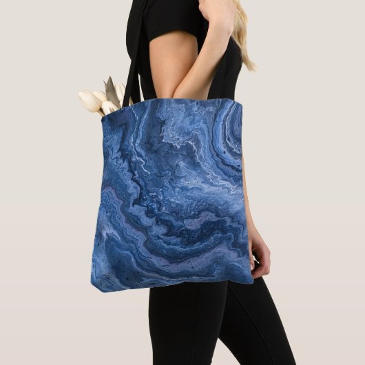 Abstract Deep Blue Marble Tote Bag (Dichtbij)