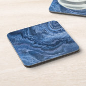 Abstract Deep Blue Marmer Bier Onderzetter (Linkerzijde)