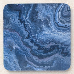 Abstract Deep Blue Marmer Bier Onderzetter