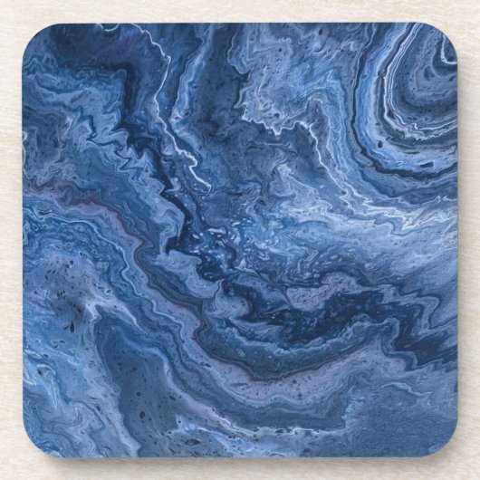 Abstract Deep Blue Marmer Bier Onderzetter (Voorkant)