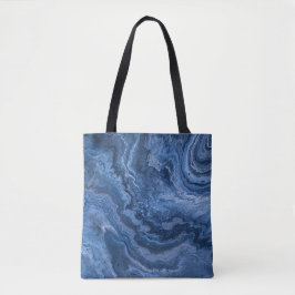 Abstract Deep Blue Marmer Tote Bag