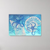 Abstract Deep Blue Sea Print op Canvas 91x61cm (Voorkant)
