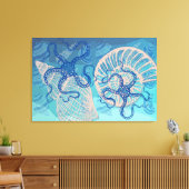 Abstract Deep Blue Sea Print op Canvas 91x61cm (Insitu (Woonkamer))