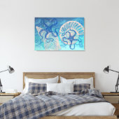 Abstract Deep Blue Zee afdrukken op Canvas 36 x 24 (Insitu (Slaapkamer))