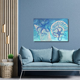 Abstract Deep Blue Zee afdrukken op Canvas 36 x 24
