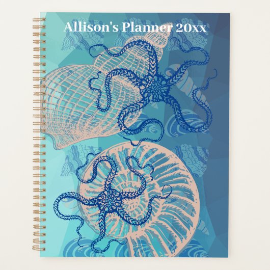 Abstract Deep Blue Zee Maandelijkse Planner (Voorkant)