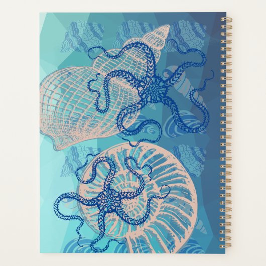 Abstract Deep Blue Zee Maandelijkse Planner (Achterkant)
