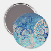 Abstract Deep Blue Zee Print 3-inch magneet (Voorkant / Achterkant)