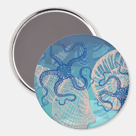 Abstract Deep Blue Zee Print 3-inch magneet (Voorkant / Achterkant)