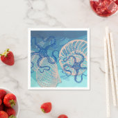 Abstract Deep Blue Zee Print Paper Cocktail Napkin Servet (Insitu)