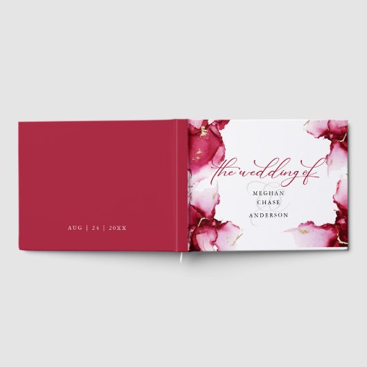 Abstract Deep Crimson Pink Red Geode Guest Book Gastenboek (Volledig)