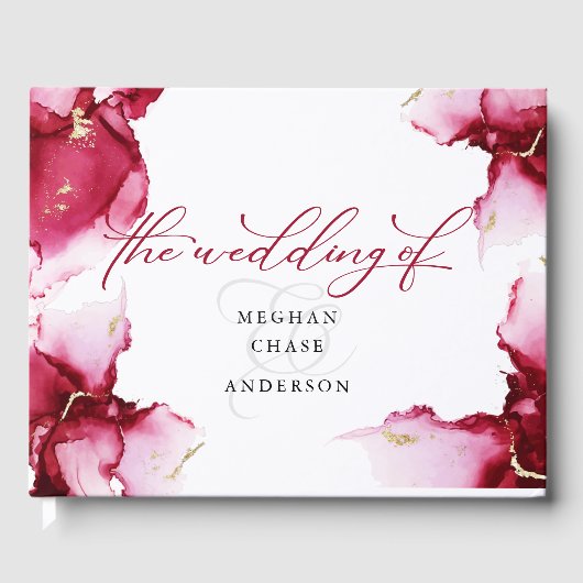 Abstract Deep Crimson Pink Red Geode Guest Book Gastenboek (Voorkant)